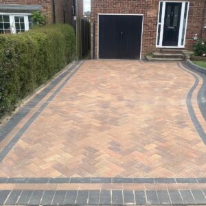 Bracken Block Paved Driveway, with a Herringbone Pattern in Colchester 1